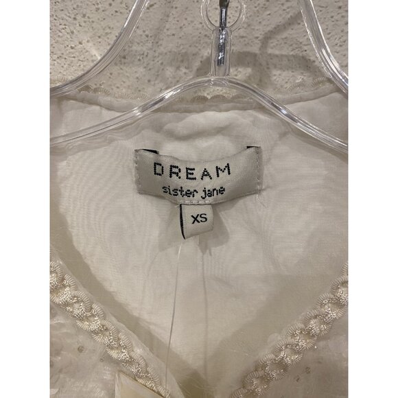 Dream Sister Jane Agatha Jacket Womens XS Ivory Embellished Sequin Pearl Trim - Picture 3 of 7